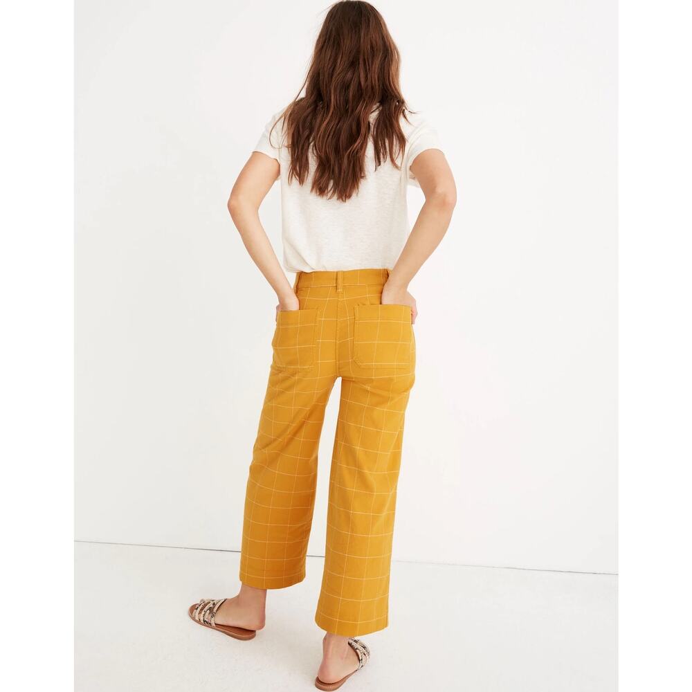 Madewell Emmett Wide Leg Crop Pants Windowpane Golden Yellow Fall Womens 29 - Picture 12 of 16